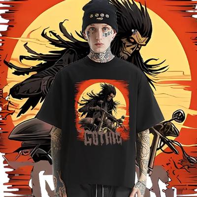 West Death God T-shirt Loose Round Neck Tees Rap Style Men's Clothes Printed Tops Fashion Oversize Street T Shirt