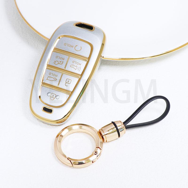6 Buttons Tpu Car Key Case Cover Keychain For Hyundai Ioniq 5 Solaris Sonata Hybrid Nexo Nx4 New Grand Santa Fe Tucson