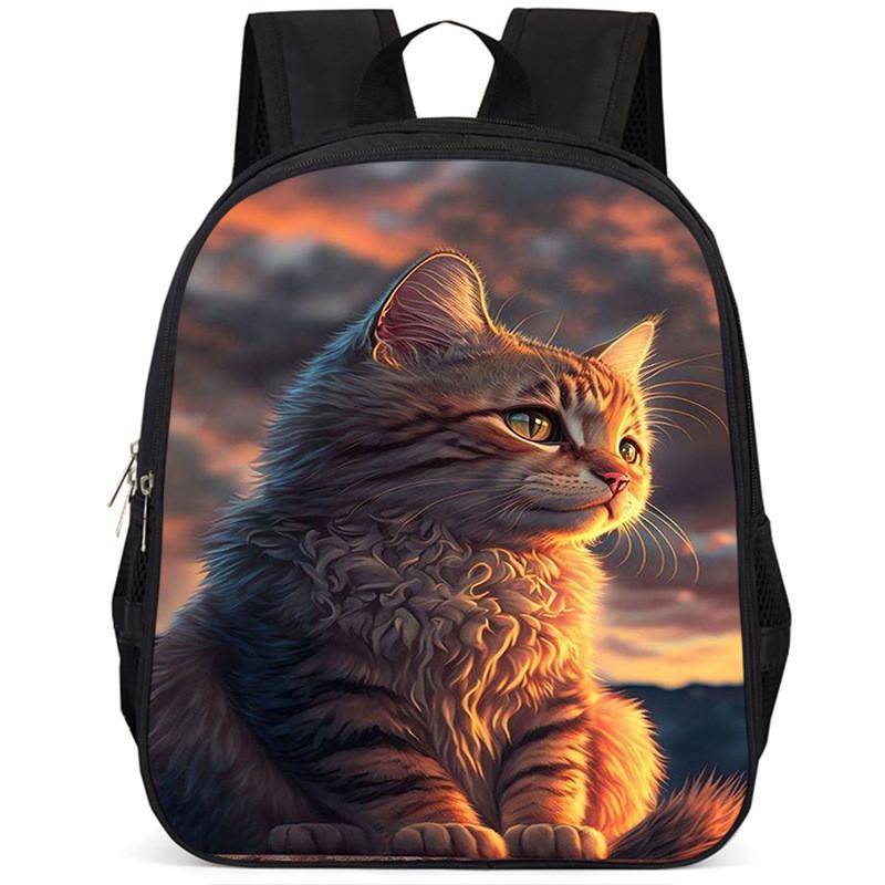 Adorable Cat 15-inch Large Capacity School Backpack Lightweight Oxford Fabric