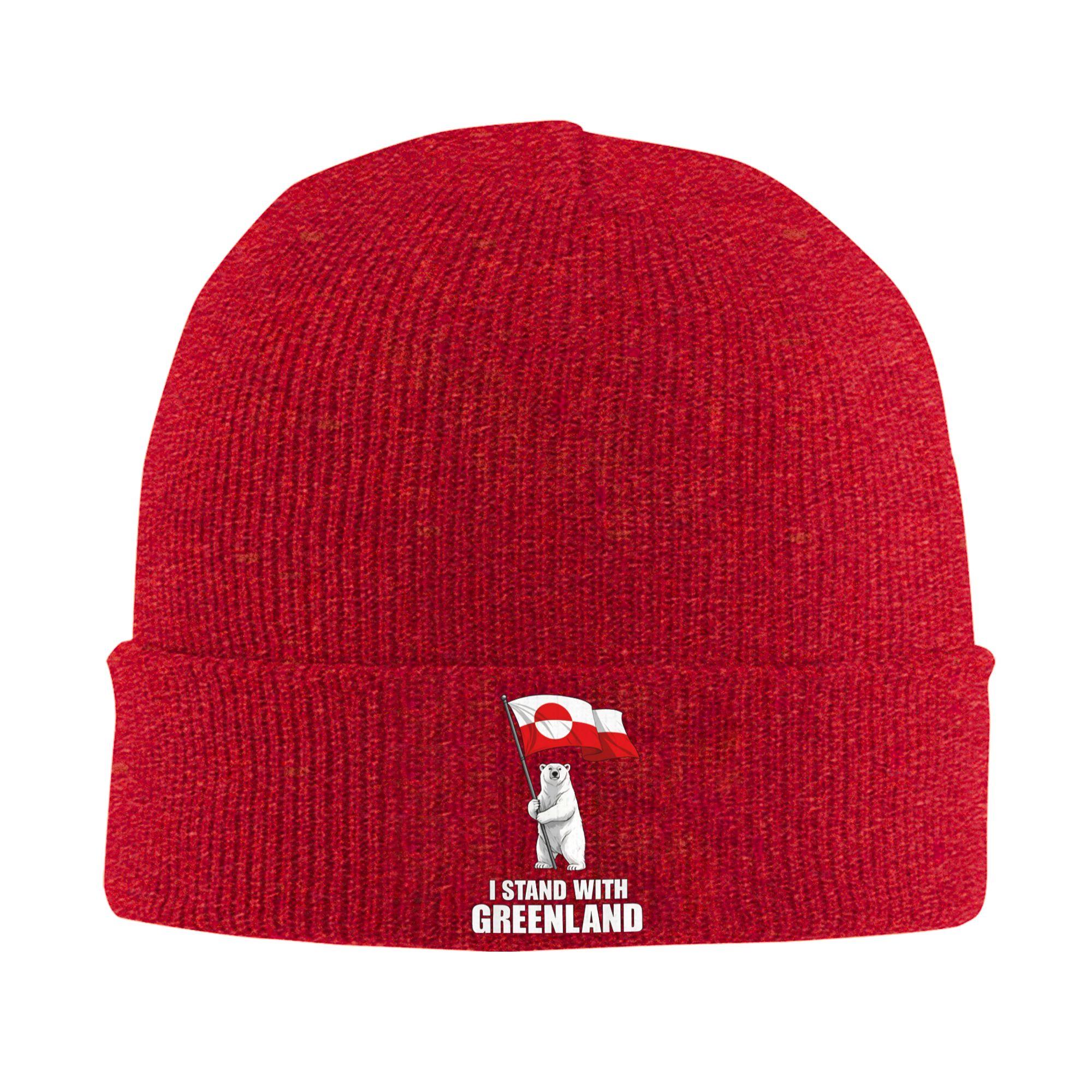 Female Male Greenland Bear With Flag Beanie Hats  Funny Knit Hat Winter Gym Caps Design Elastic Bonnet Hats One Size