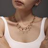 Qiong Yao Handmade Natural Stone Beads Double Layer 18K Gold Plated Choker Necklace for Women
