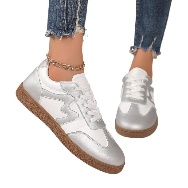 Fashion New Style Women's Vulcanize Shoes Trainer Casual Shoes Vintage Sneakers Sports Shoes Women Leather Sneakers Retro Design Lace-up