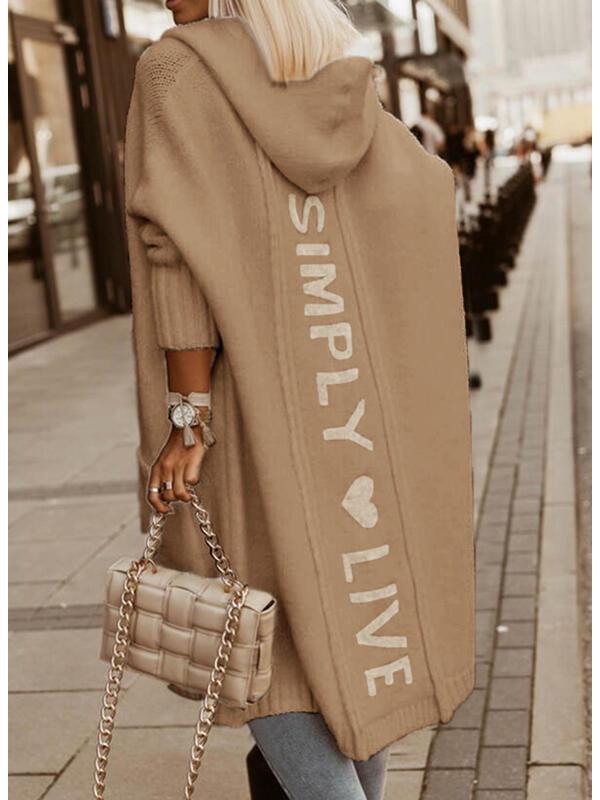 In Stock: Autumn/Winter Hooded Loose Knit Mid-Length Cardigan