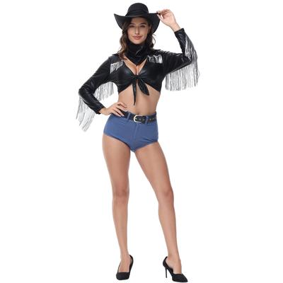 Music Festival Sexy Singer Disco Western Cowboy Costume, Fringed Drama Stage Outfit