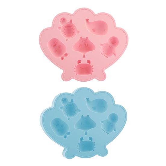 Ocean Animal Silicone Ice Cube Tray with Lid 6-Cavity Food-Grade Mold for Whale Turtle Penguin Shapes Easy-Release Fun Cocktail Whiskey Ice Maker for