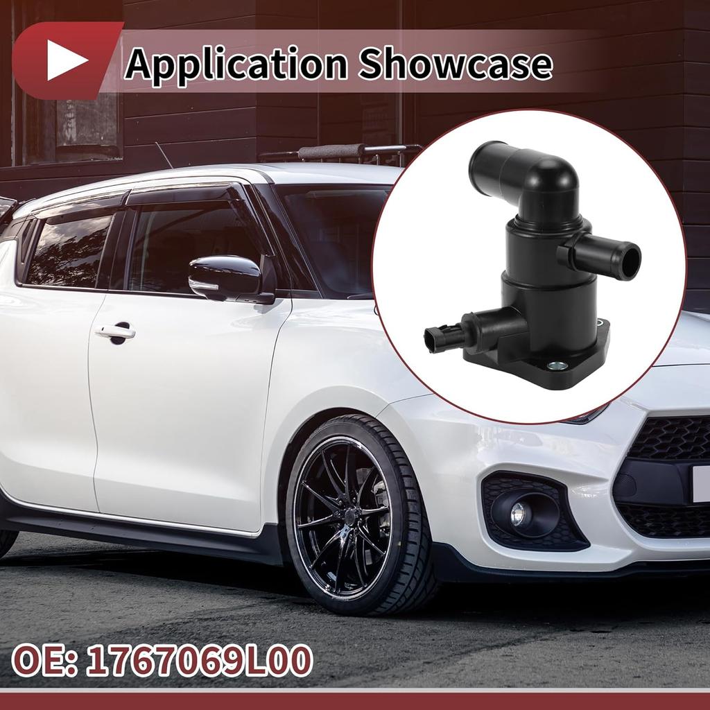 1 Pc Car Thermostat for SUZUKI SPLASH SWIFT/IV/MK/III for OPEL 4cyl 1.0L Inner Engine Coolant Thermostat Housing Assembly No.1767069L00 Black Plastic
