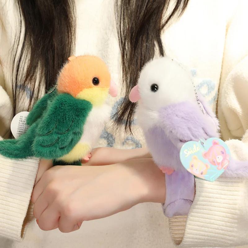 Mini Cute Bird Bracelet Plush Stuffed Toy Doll Kawaii Cartoon Snap Wristband Parrot Soft Plush Kid Birthday Festival Gift