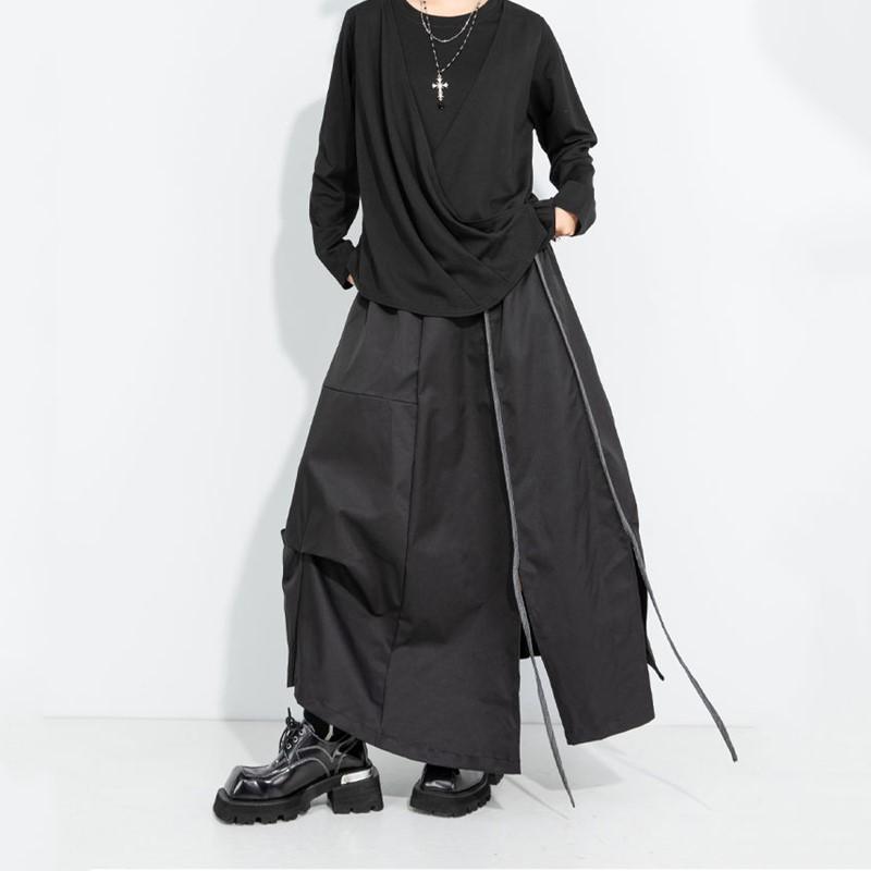 plus size High waist Black vintage Spring autumn Winter casual loose long for woman skirts womens skirt