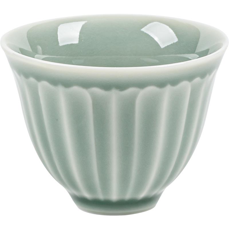 Lotus Petal Celadon Tea Tasting Cup Set - Ceramic Kung Fu Style for Household Use