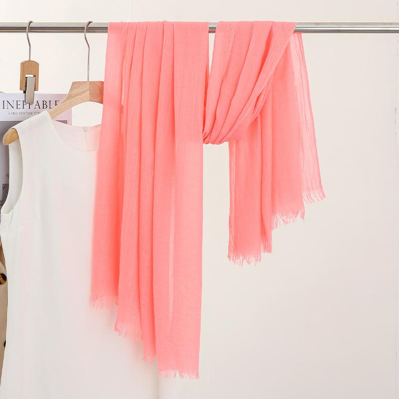 Monochrome Thin Scarf Women'S Sunscreen Shawl Solid Color Simple Imitation Cotton And Linen Silk Scarf High-End Yarn