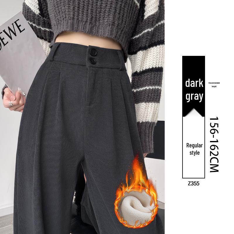 Women's High-End Black Drapey Straight-Leg Wide Suit Pants - Slimming, Casual Fit for Spring/Summer, Ideal for Pear-Shaped Bodies.