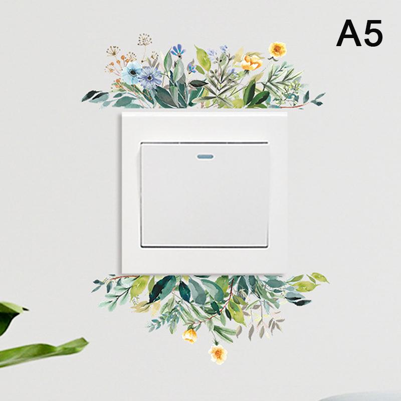 Decor Wall Paper Long Lasting Wall Mural Colorfast Plant Flower Switch Wall Decorative Sticker Self-Adhesive Decal