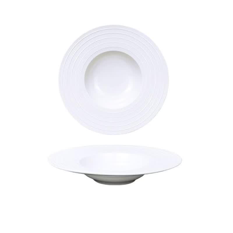 Qianxing Minimalist White Ceramic Soup and Pasta Bowl, 11.5-inch
