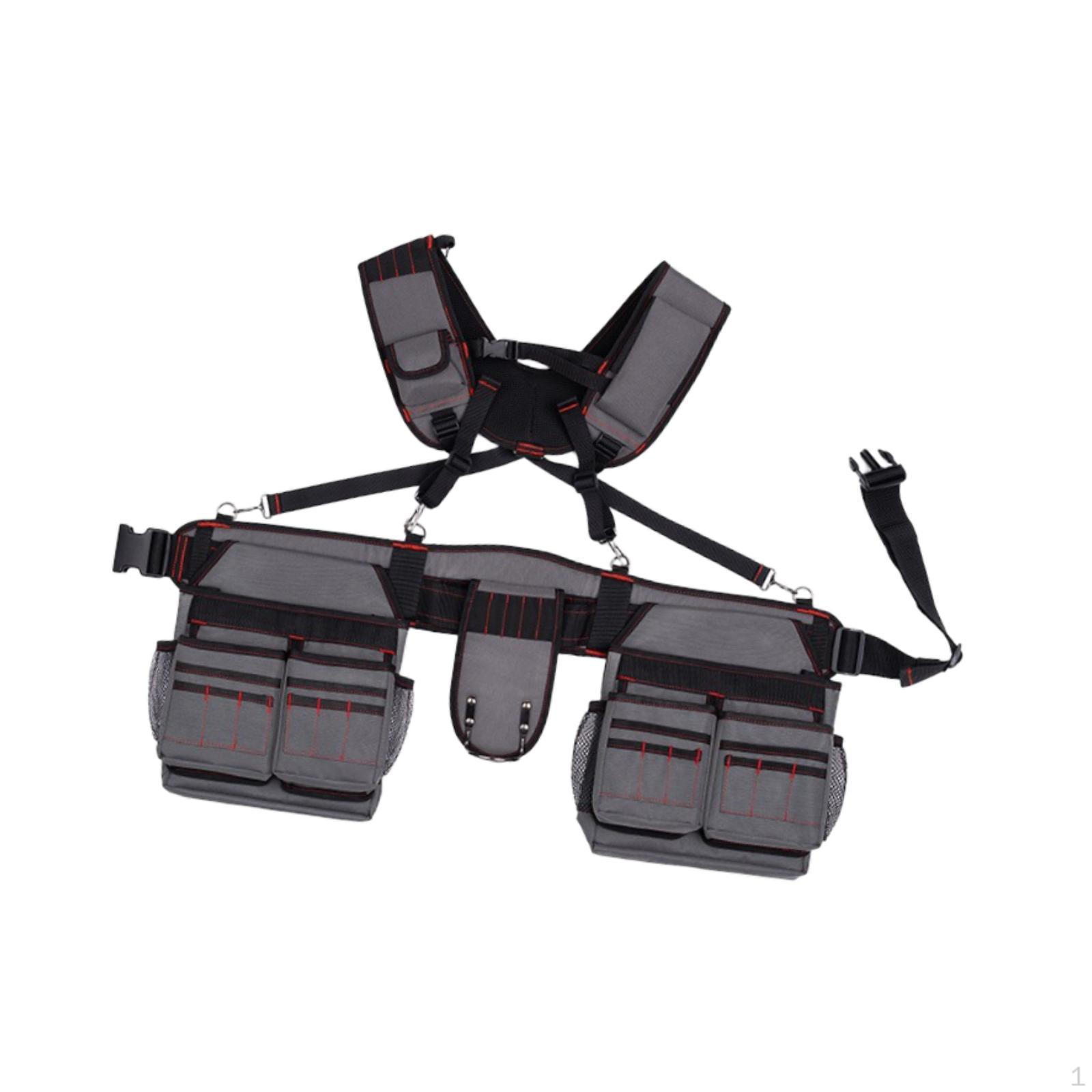 

Пояс для инструментов Suspenders с подсумком для сантехники и каркаса Gray Red