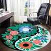 1pc Floral Yin Yang Symbol Carpet, Round Non Slip Durable Large Size Office Carpet, Suitable for Office