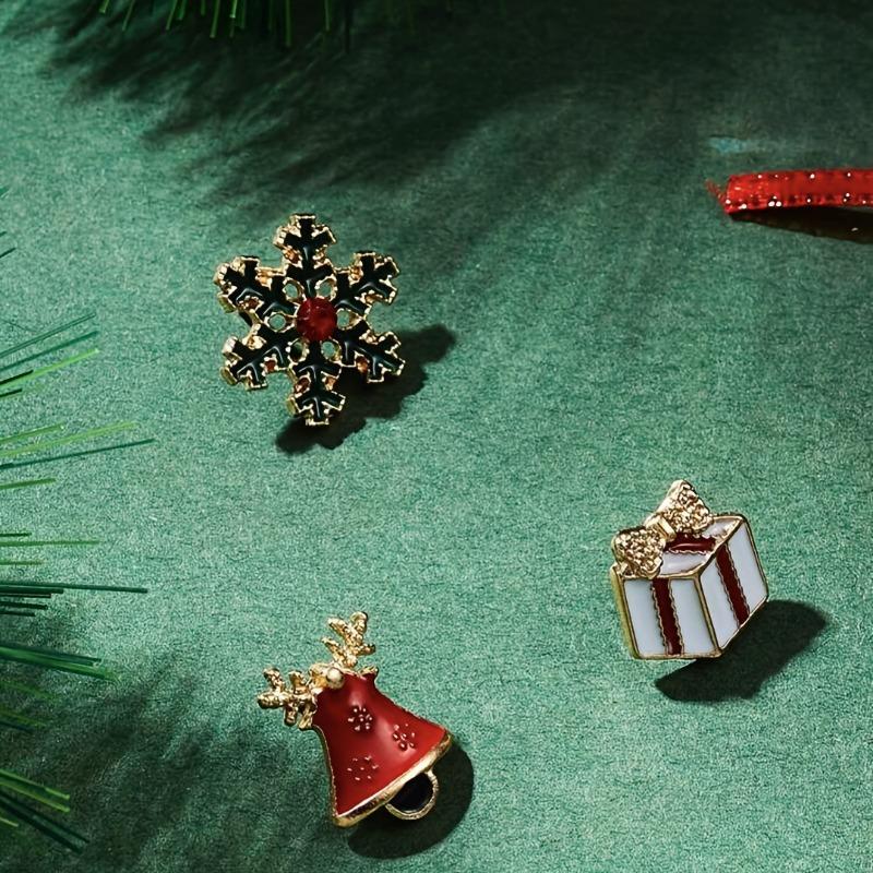 New Christmas Versatile Brooch Snowflake Bell Painted Oil Women's Three-piece Combination Brooch