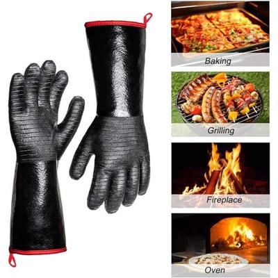 BBQ Gloves 1472°F Thicken Heat Resistant Gloves 14 In Kitchen Oven Mitts Waterproof Oil Resistant Grilling Glove Cooking Gloves