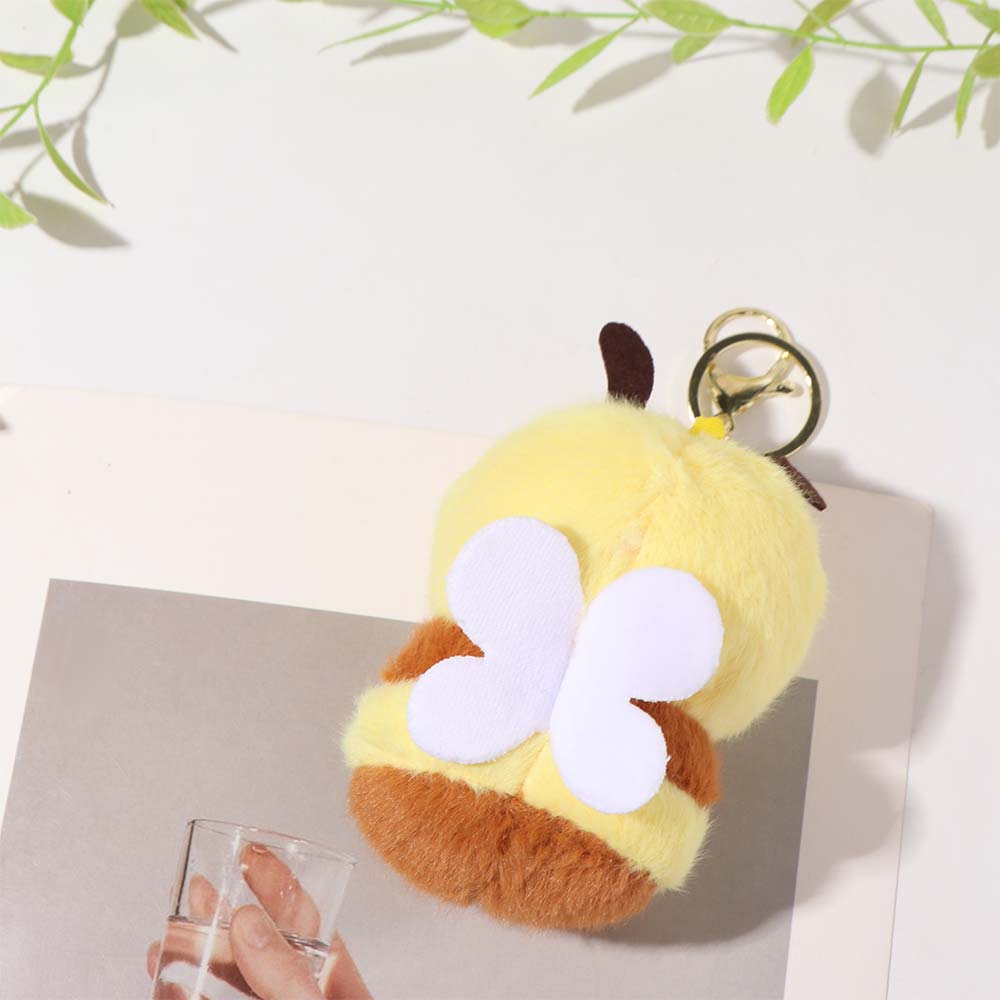 Small Pendant Stuffed Animal Bee Plush Pendant Bag Charm Keyring Little Bee Doll Plush Doll Cartoon Bee Keychain Schoolbags