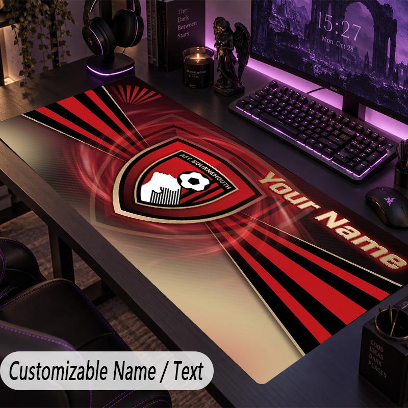 Custom Text Big Mousepad, Extended Desk Pad For Laptop Work GameBournemouth Football