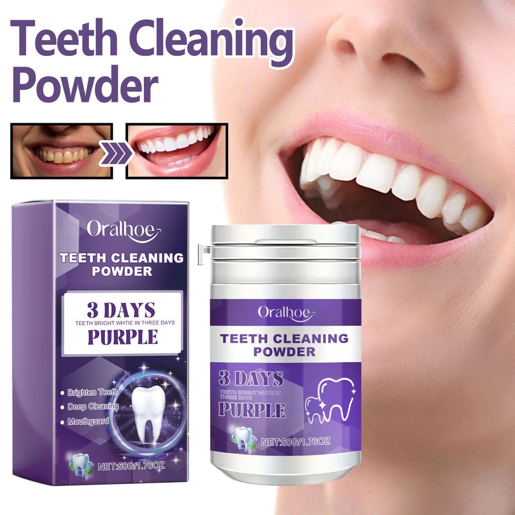 ORALHOE Purple Teeth Powder – Whitening & Breath Freshening Oral Care less