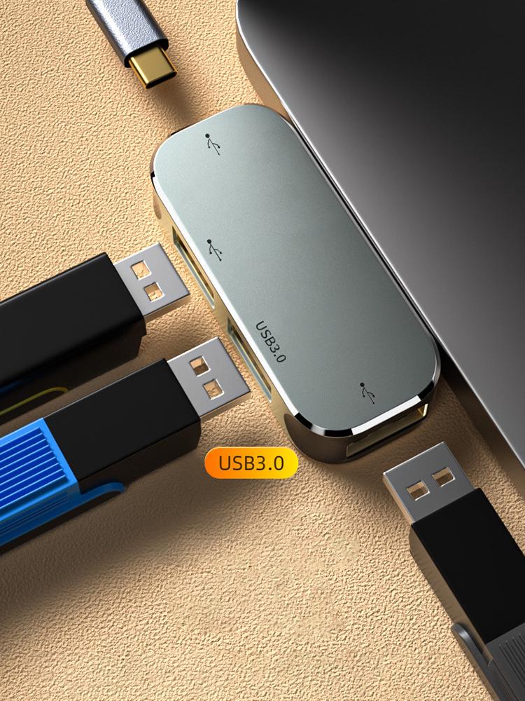 PC Type-C Hub Multi Port Expansion 3.55mm PD100W USB3.0/USB2.0/USB3.1 HDMI-Compatible Laptop Splitter