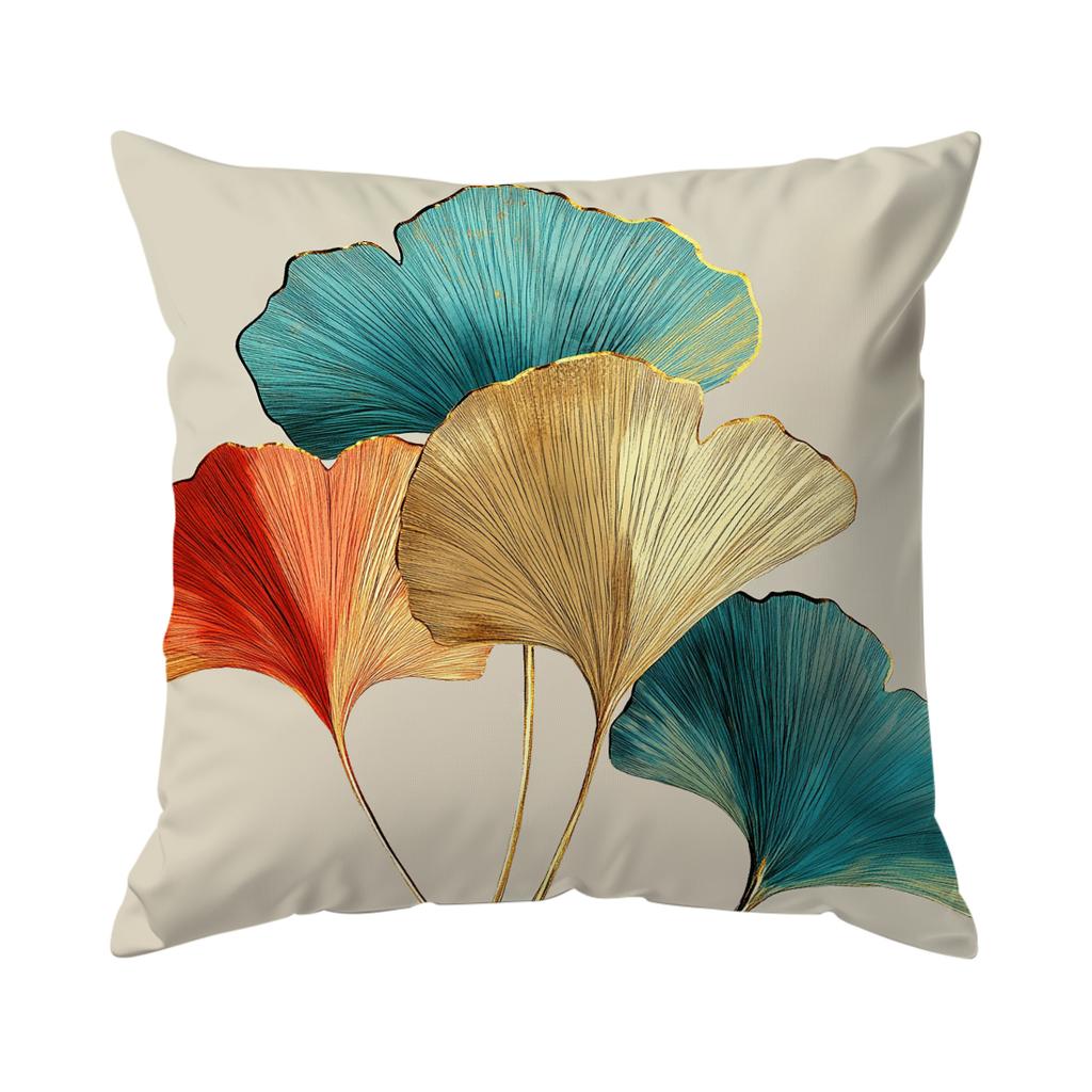 Ginkgo Leaf Cushion Cover Pillowcase Printed Polyester 45X45Cm Throw Pillowcover Decorative Sofa Cushion Pillowslip Home Decor