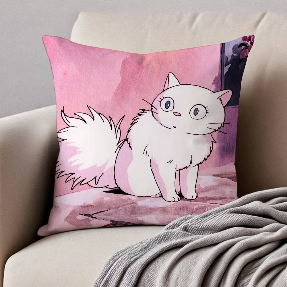 Cute Cat J-Jiji Pillow Case Anti-dustmite Pillowcase Invisible Zipper Silky Short Plush Sofa Cushion Cover