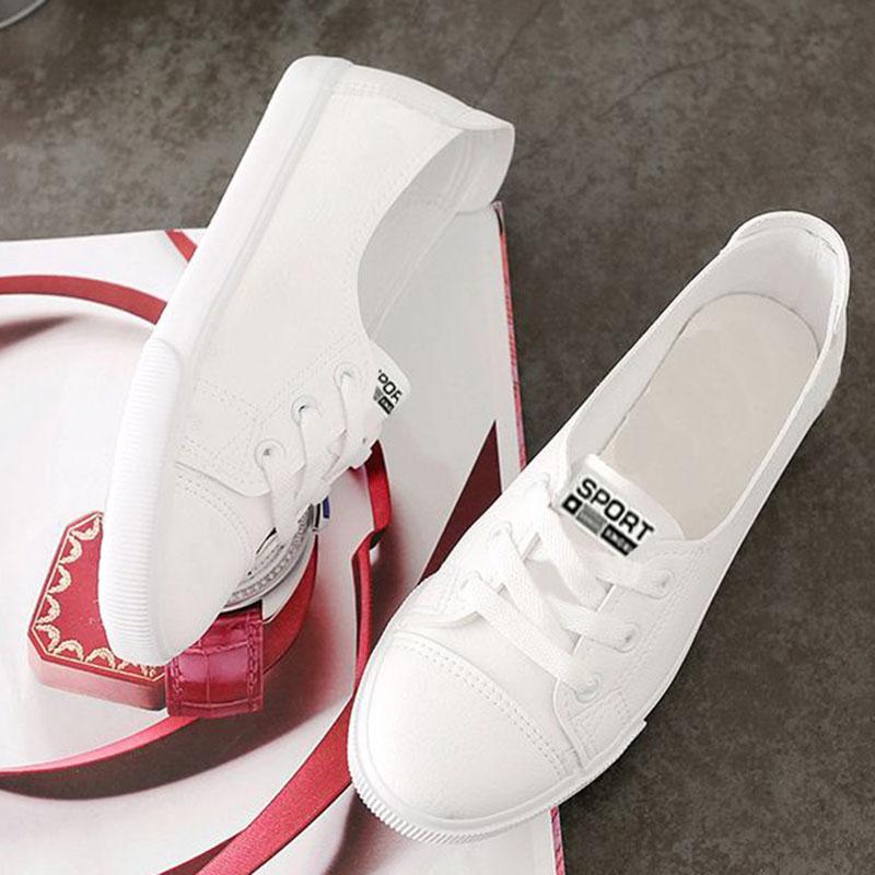 WTEMPO Summer Women's Single Shoes Round Toe Flat Sole White Cross Lace-up Low Heel Flat Shoes Breathable Comfortable Anti-slip Soft Sole Work Shoes
