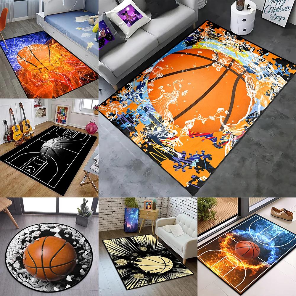 Creative Sports Area Rug Healthy ExerciseTeen Fantastic Basketball Enthusiast Carpet for Home Decor Kid Room ,Etc.