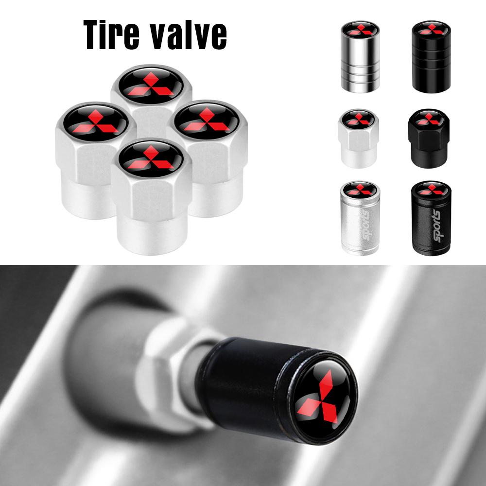 4pcs Car Metal Wheel Tire Valve Cover Stem Caps Accessories For Mitsubishi Lancer 9 Asx 1200 Eclipse Pajero Outlander