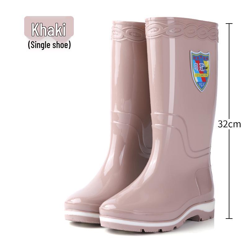 

Женские нескользящие водонепроницаемые сапоги из ПВХ 2025 года — средняя длина, круглая головка, толстая подошва, плюс бархат 39