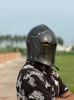 Black Steel Barbuta Helmet: Medieval Knight Armor, LARP Cosplay
