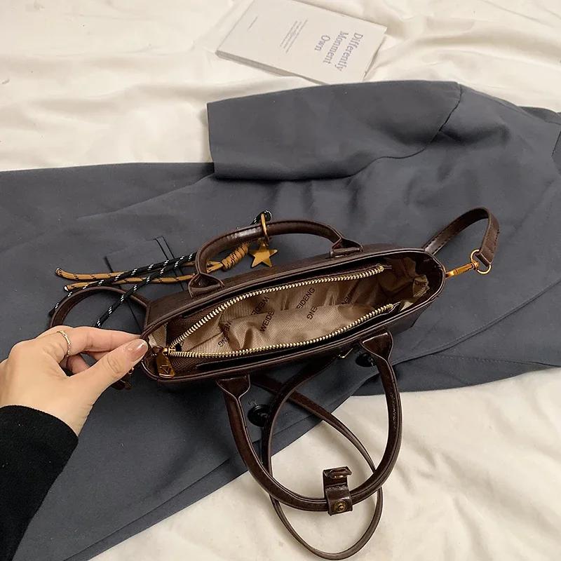 Women Small PU Leather Shoulder Bag Square Crossbody Bag 2024 Winter New Y2K Top-handle Bags with Short Handle Handbags