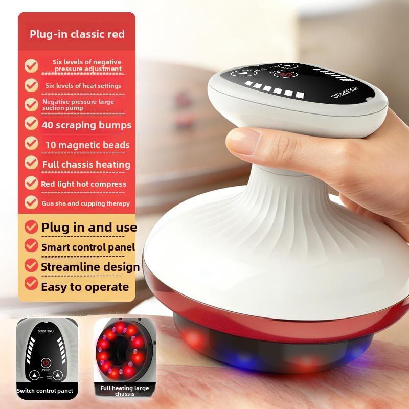 Electric Cupping Massage Device Vacuum Suction Massager with Heating Red Blue Light for Back Body Relaxation