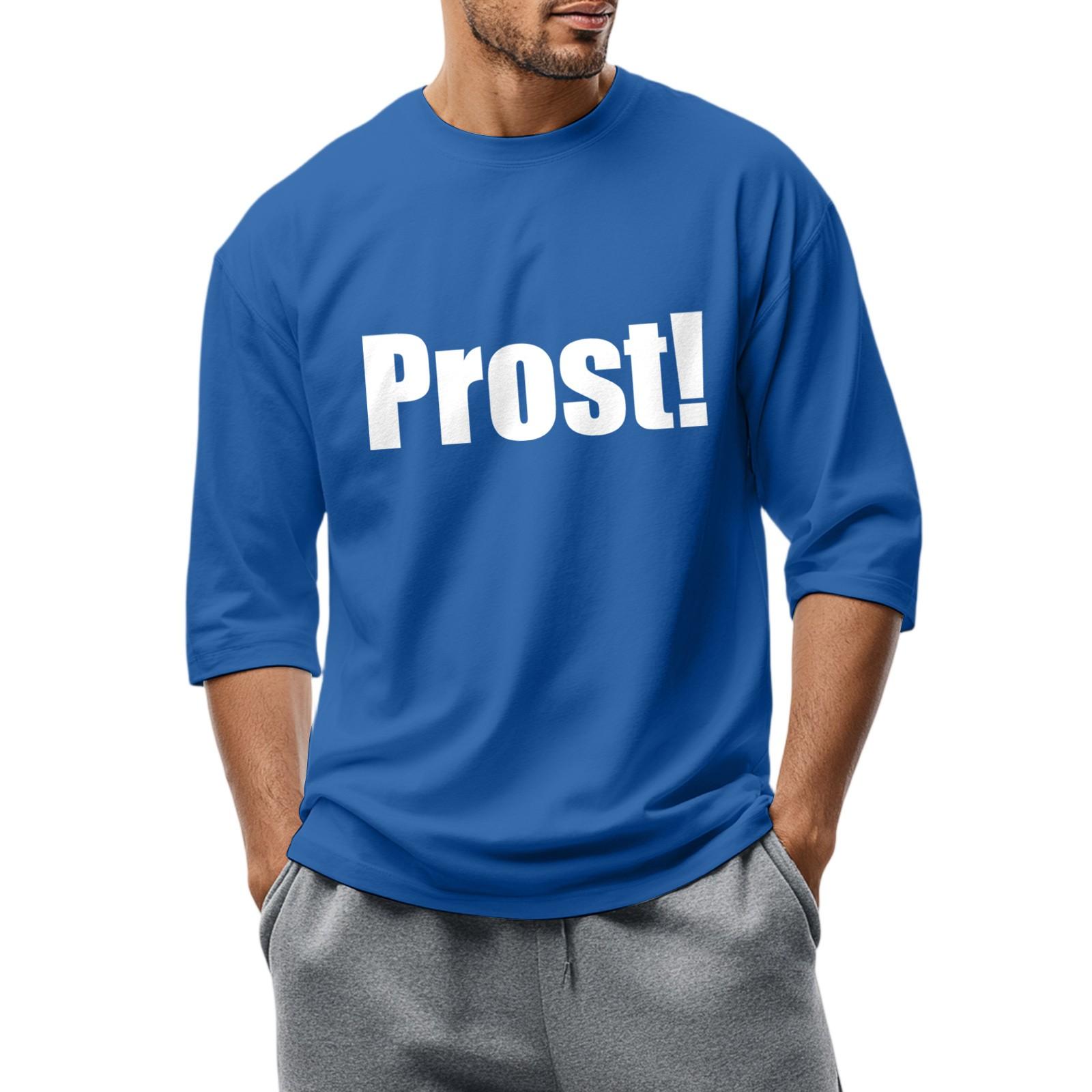 

Мужская модная повседневная футболка с круглым вырезом и рукавом три четверти XXL синий