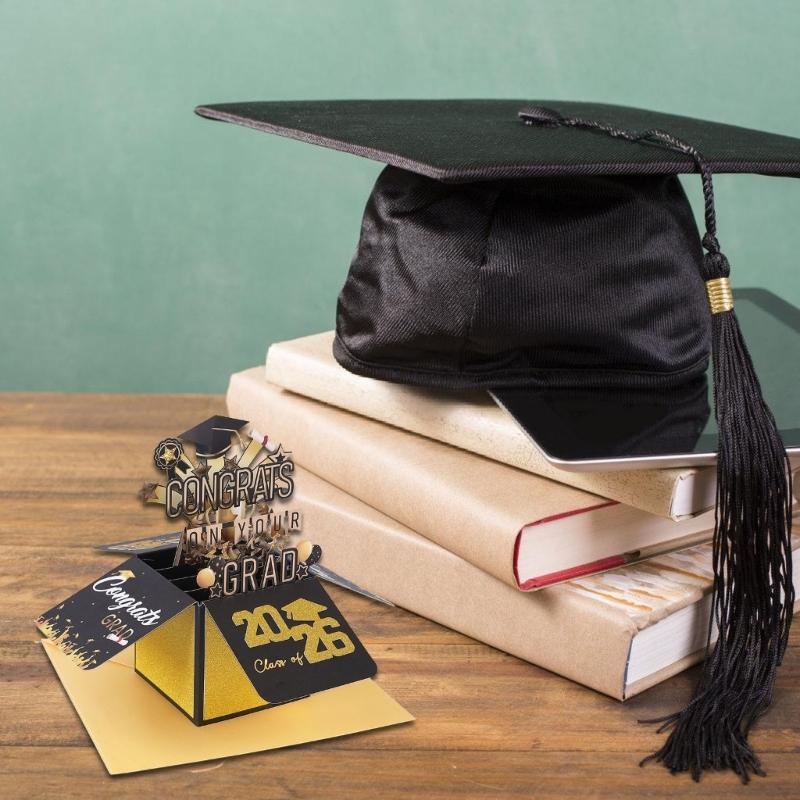 2026 Commemorative Graduation Card 3D Paper Sculpture Greeting Card with Envelope for Commencement Celebration