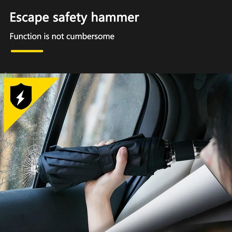 For Ferrari Special Broken Window Hammer Umbrella Fully Automatic Folding Rainstorm Umbrella Unisex Weatherproof and UV-proof