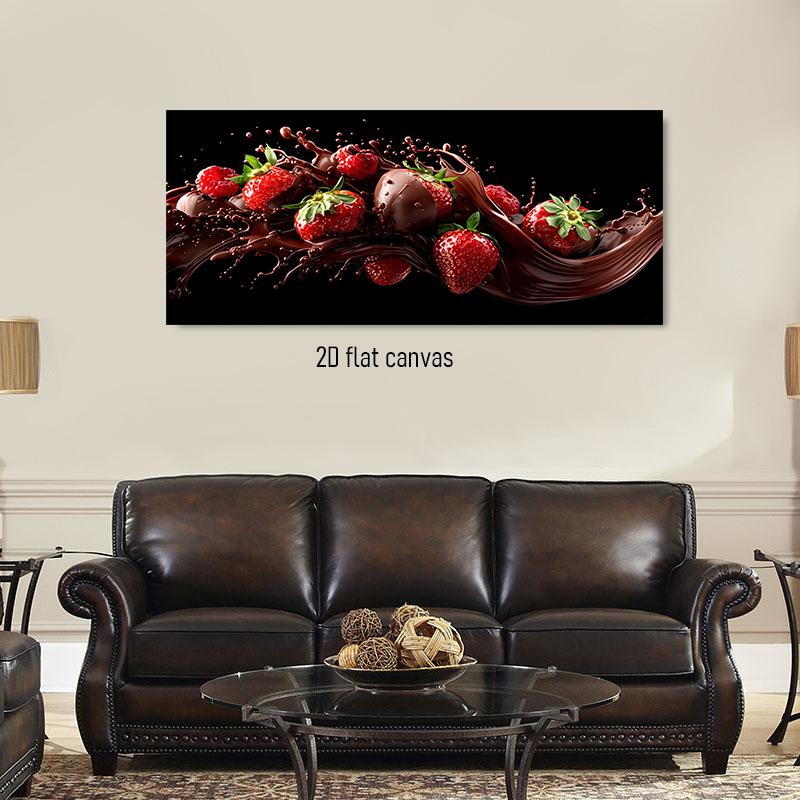 

1pcs high-definition modern minimalist fruit decoration painting chocolate strawberry restaurant kitchen wall decoration canvas (as the picture,50x100cm No Frame)
