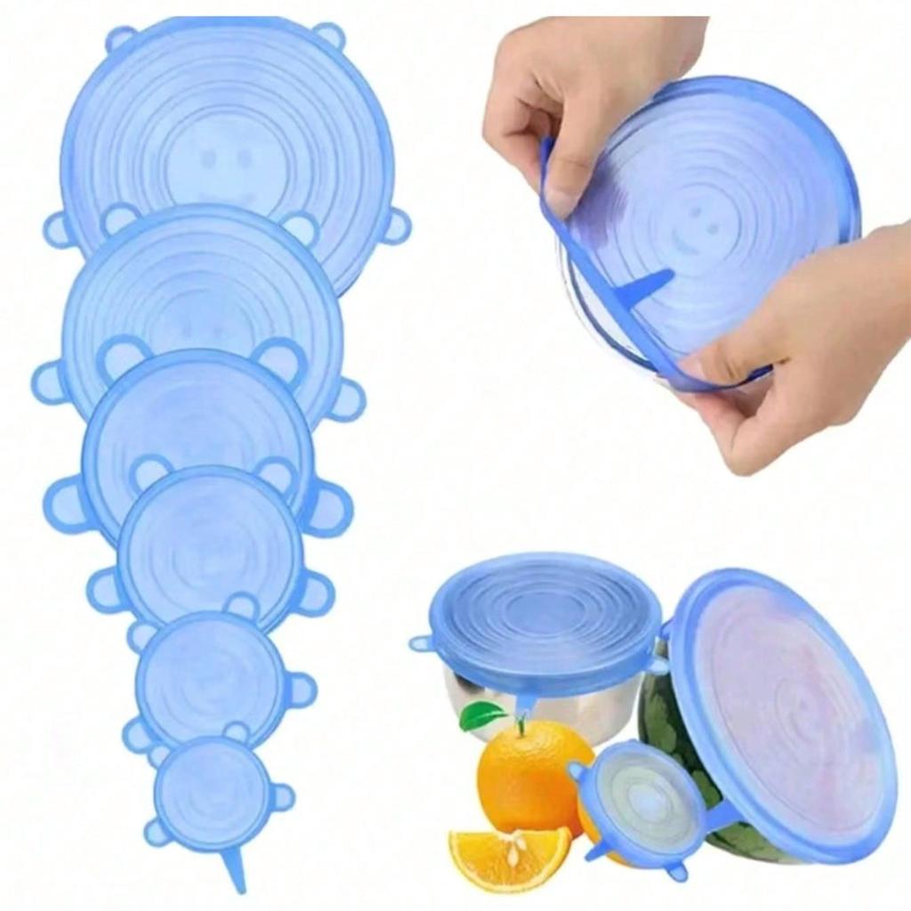 6pcs Silicone Stretch Lids, Food Bowl Covers, Reusable Food Saving Covers, Stretchable Multifunctional Fruit And Vegetable Fresh-Keeping Cover