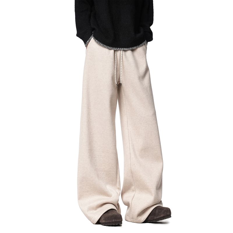51 Hip-Hop Oversized Trendy Brand Solid Color Loose Fleece-Lined Casual Long Pants Men's American Style Lazy Versatile Straight-Leg Pants