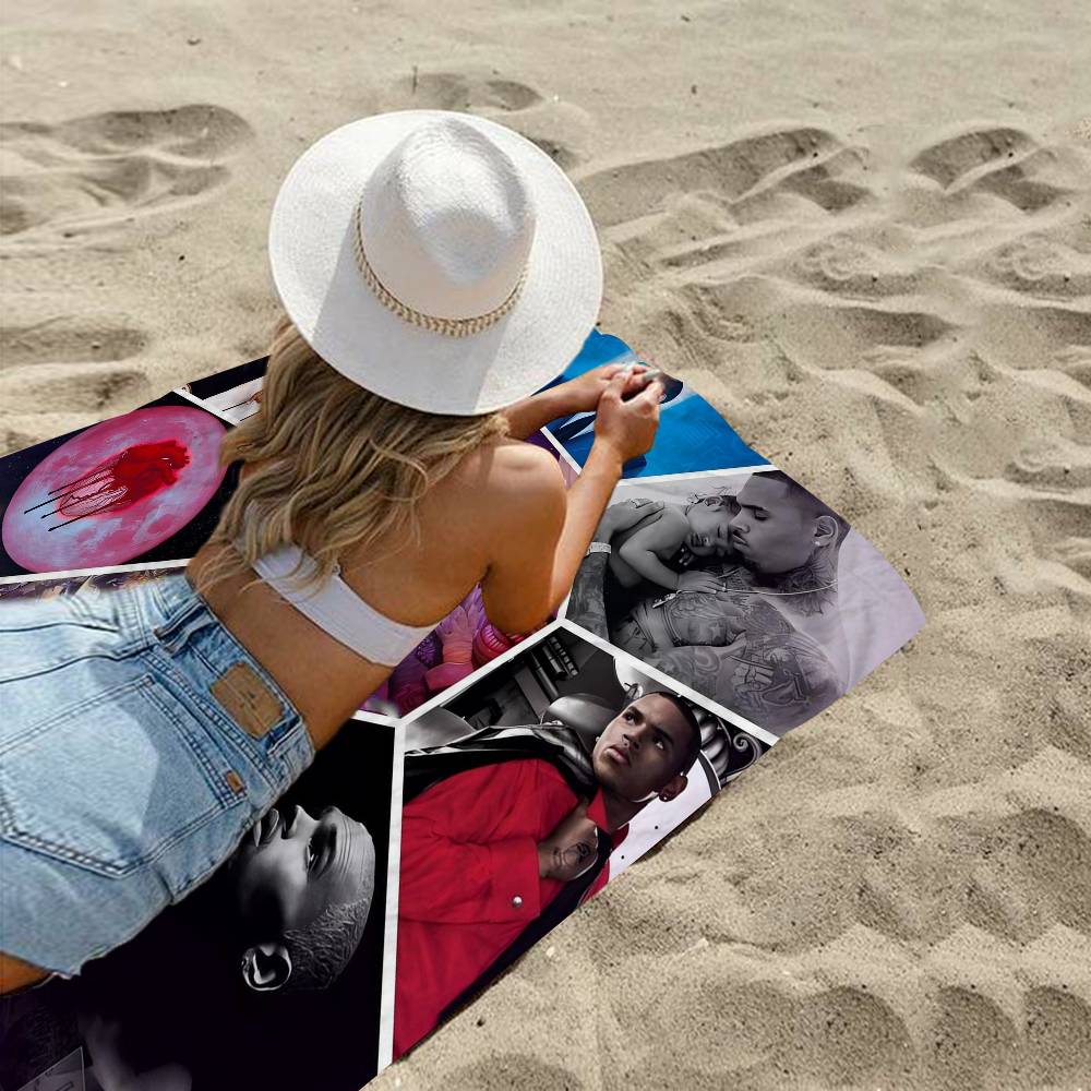 Hot New Chris Brown Rapper Beach Towel For Kids Bath Towel Pool Towel Vacation Gift Picnic Towel Party Gift