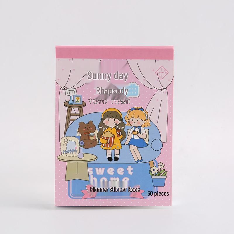 Fu You Sticker Book: Sunny Day Collection - 50 Cute Cartoon Journal Decoration Sheets, 2 Styles