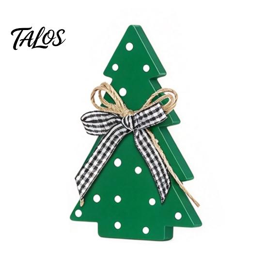 Şenlikli Masa Orta Parçaları Noel Ağacı Ahşap Masa Üstü Tabelası, Fiyonklu Rustik Puantiyeli Xmas Katmanlı Tepsi Orta Parçası Süsleri, Çiftlik Evi