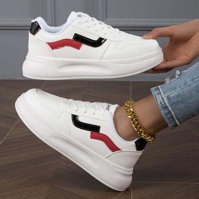 Chaussures blanches femmes baskets légères en cuir PU chaussures de sport chaussures plates grande taille 36-42