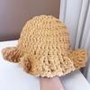 Sweet Ruffled Edge Fisherman Hat Cable Knit Winter Warm Bucket Hat Windproof Knitted Beanie  Women
