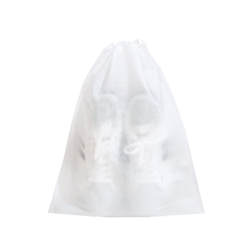 Non-Woven Shoe Dust Covers Drawstring Dustproof Clear Storage Bag Travel Shoe Pouch Drying Protector Bag 1Pc M 32x38cm
