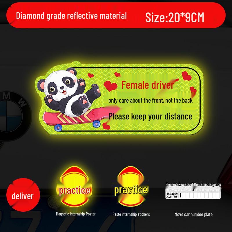 Magnetic Reflective Car Stickers for New Female Drivers