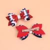 Independence Day Bow Hair Clip, Double-Layered Red White Blue Glitter Bow Hair Pin, Non-Slip Clip for Holiday Party Accessory