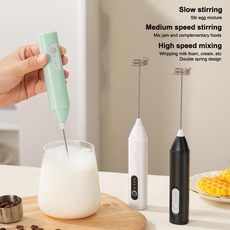 Wireless Electric Milk Frothers Coffee Frother Usb Rechargeable 3 Speeds Handheld Foam Maker Coffee Egg Beater  Cooking Tools