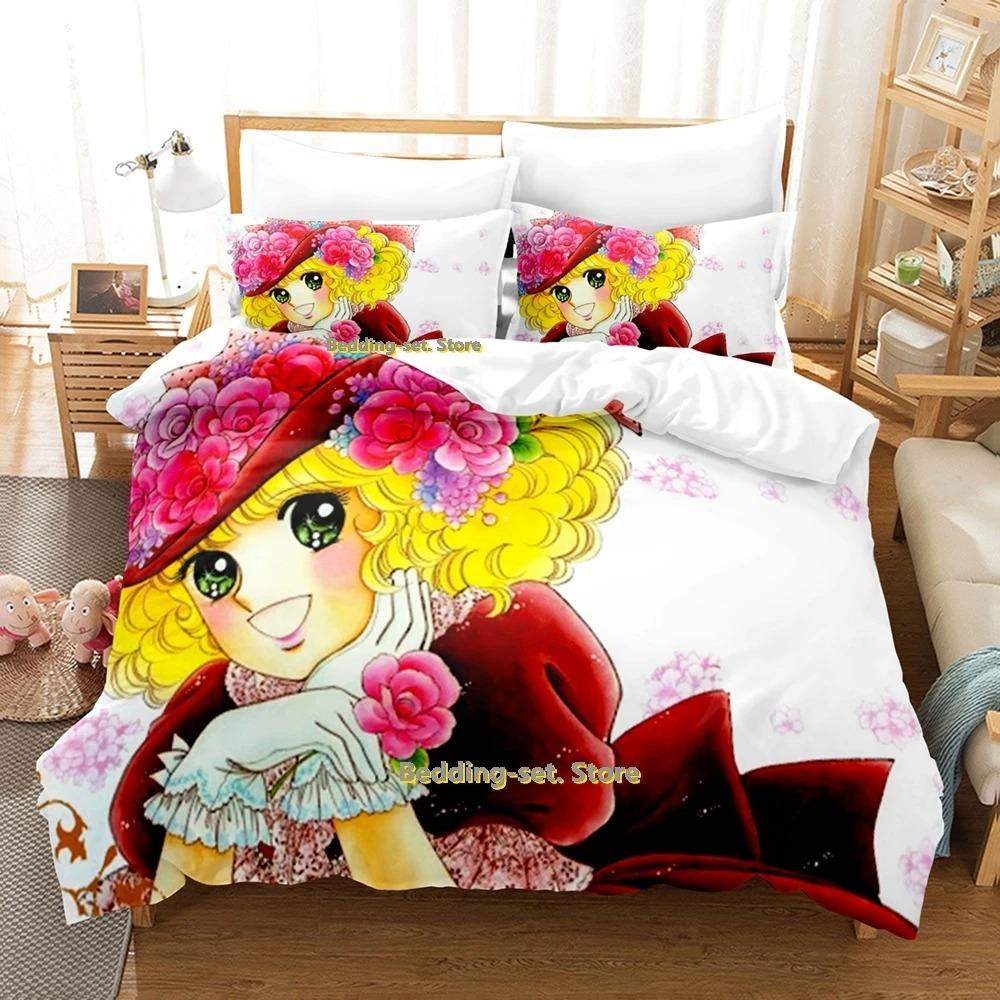 Candy Candy 3D Kawaii Anime Beddengoed Set Enkel Twin Volledig Queen King Size Dekbedovertrek Sets voor Volwassen Kind Slaapkamer